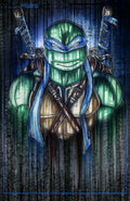 A watercolor illustration  Of Leonardo of the Teenage Mutant Ninja Turtles